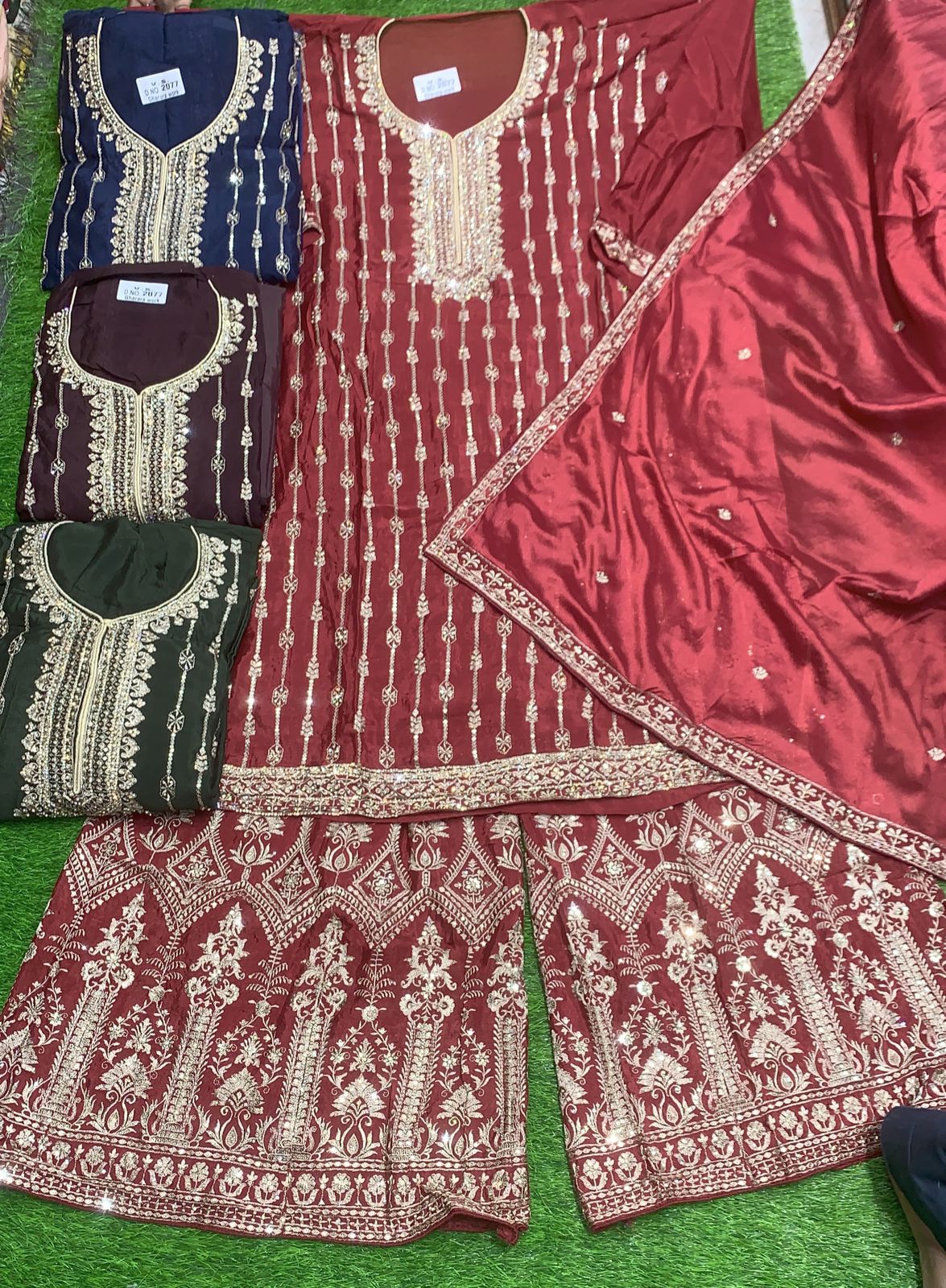 Non Catalog Sharara Suits  ( Rate : 3065/- Per Pcs , Design : 4 Colour Set , Semi stitched ) 