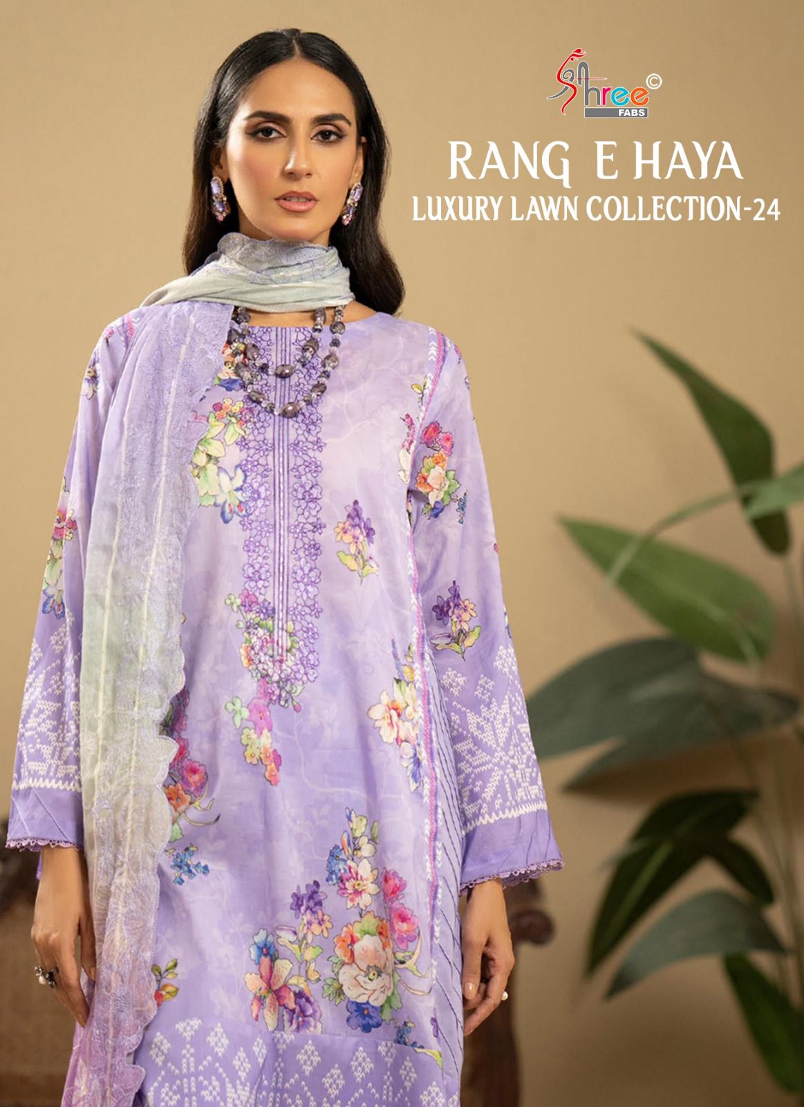 Rang e Haya Luxury Lawn Collection 24 Shree Fab ( Rate : 599/- Chiffon , 650/- Cotton Per Pcs , Design : 6 Pcs Catalog )